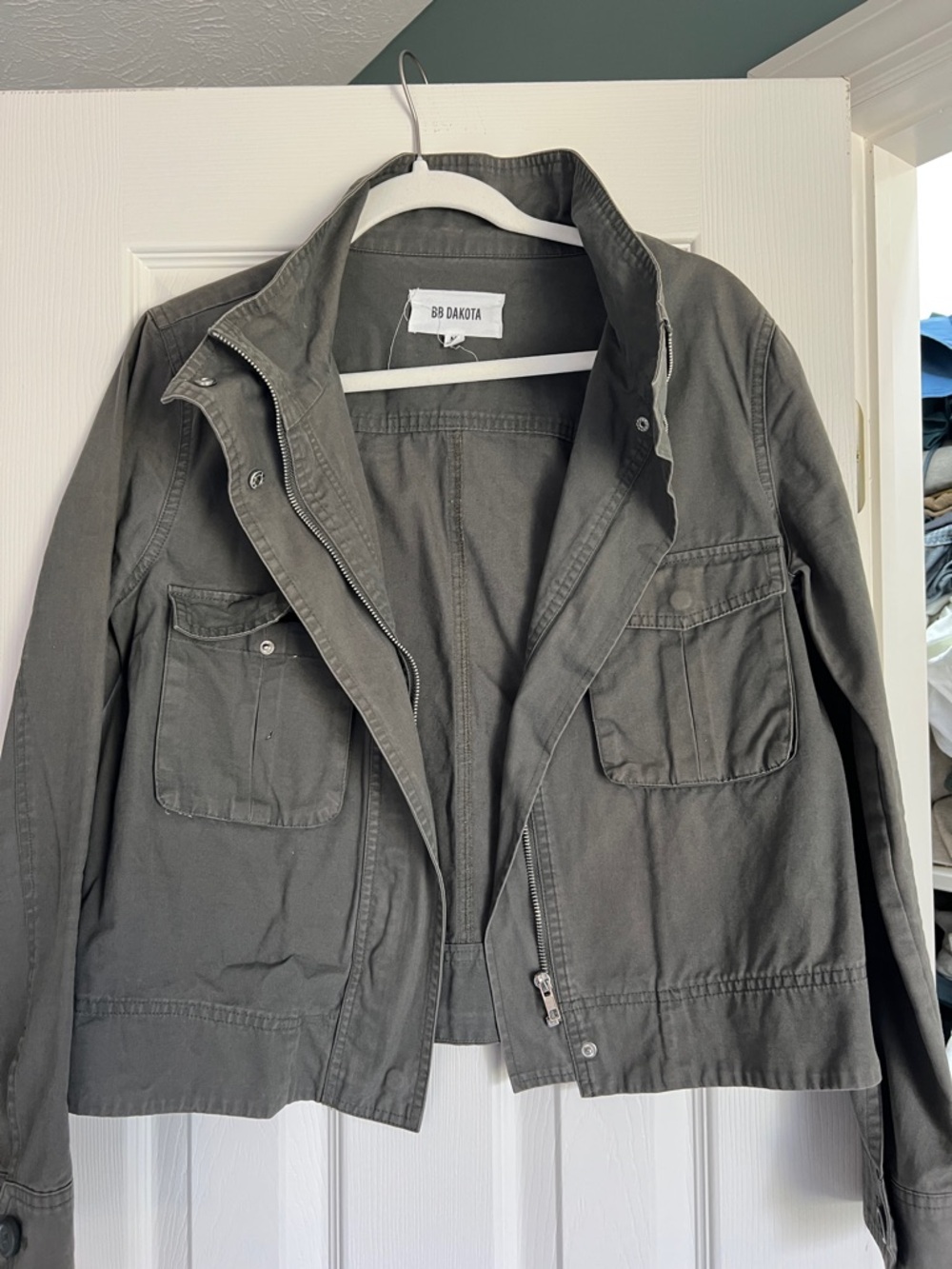 BB Dakota Olive Utility Jacket - Dark Olive Green